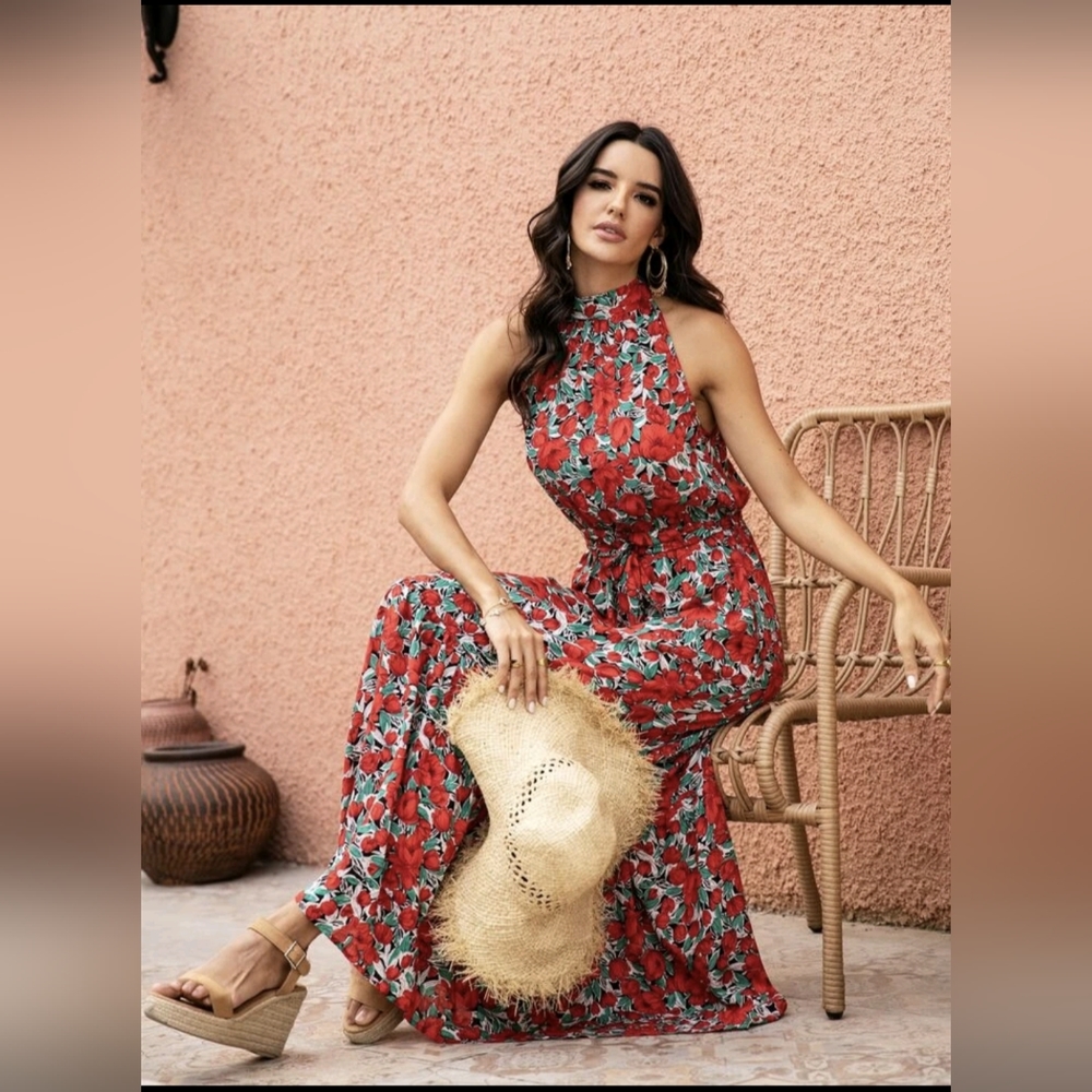 🌹Floral Maxi Dress 🌹 Red/White/Green/Black🌹